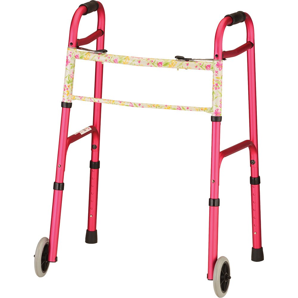Folding Walker with 5 Inch WheelsPink