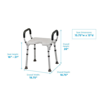 9039 Bath Seat with Arms & U-Shaped Cutout