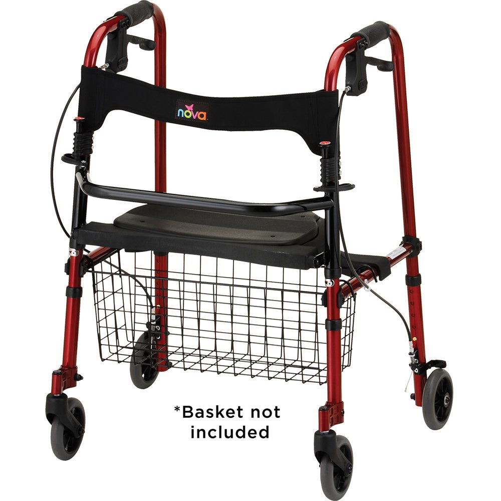 Cruiser De-Light Folding Rolling WalkerRedWithout Basket