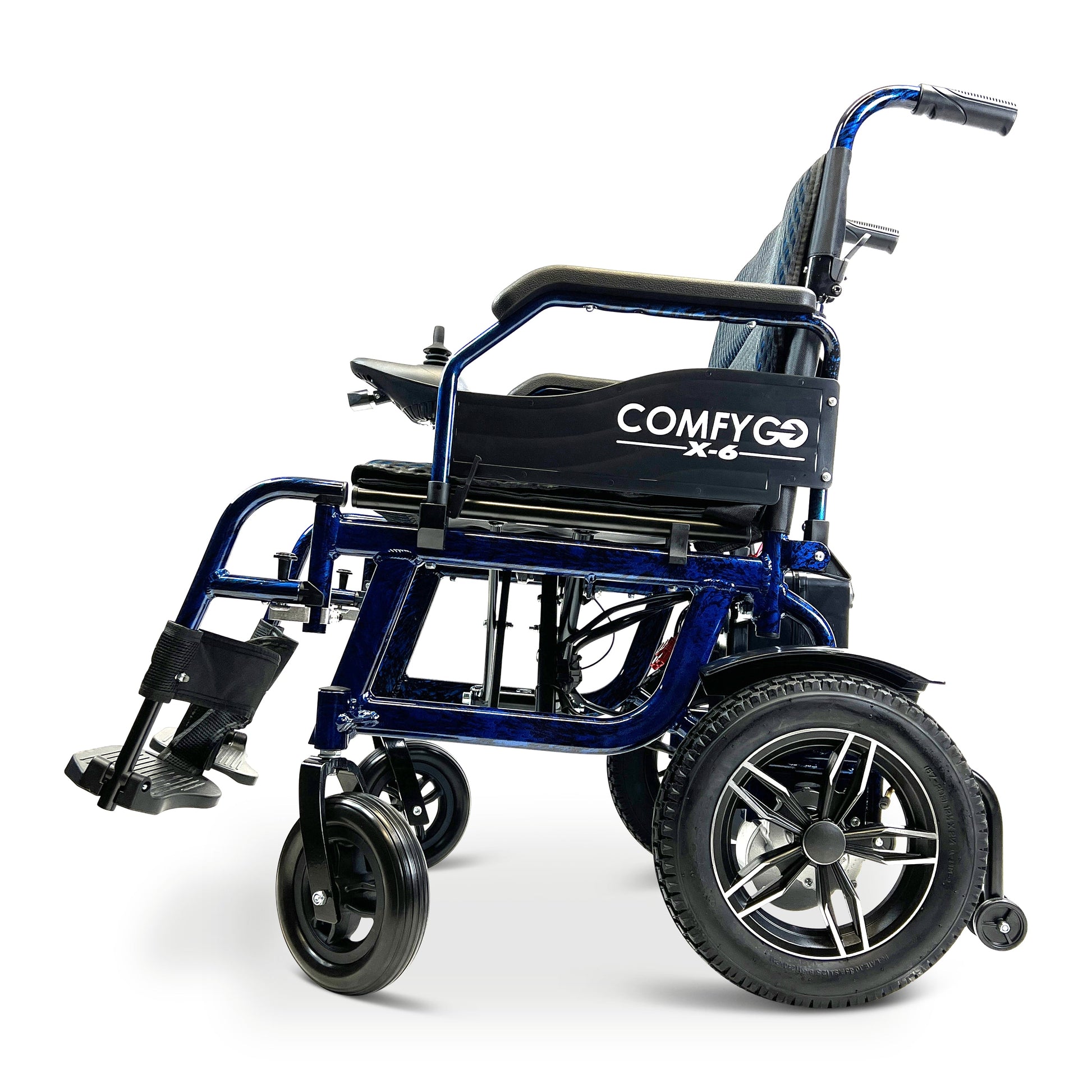 X-6 ComfyGO Lightweight Electric WheelchairBlueUpto 17+ Miles (20AH li-ion Battery)