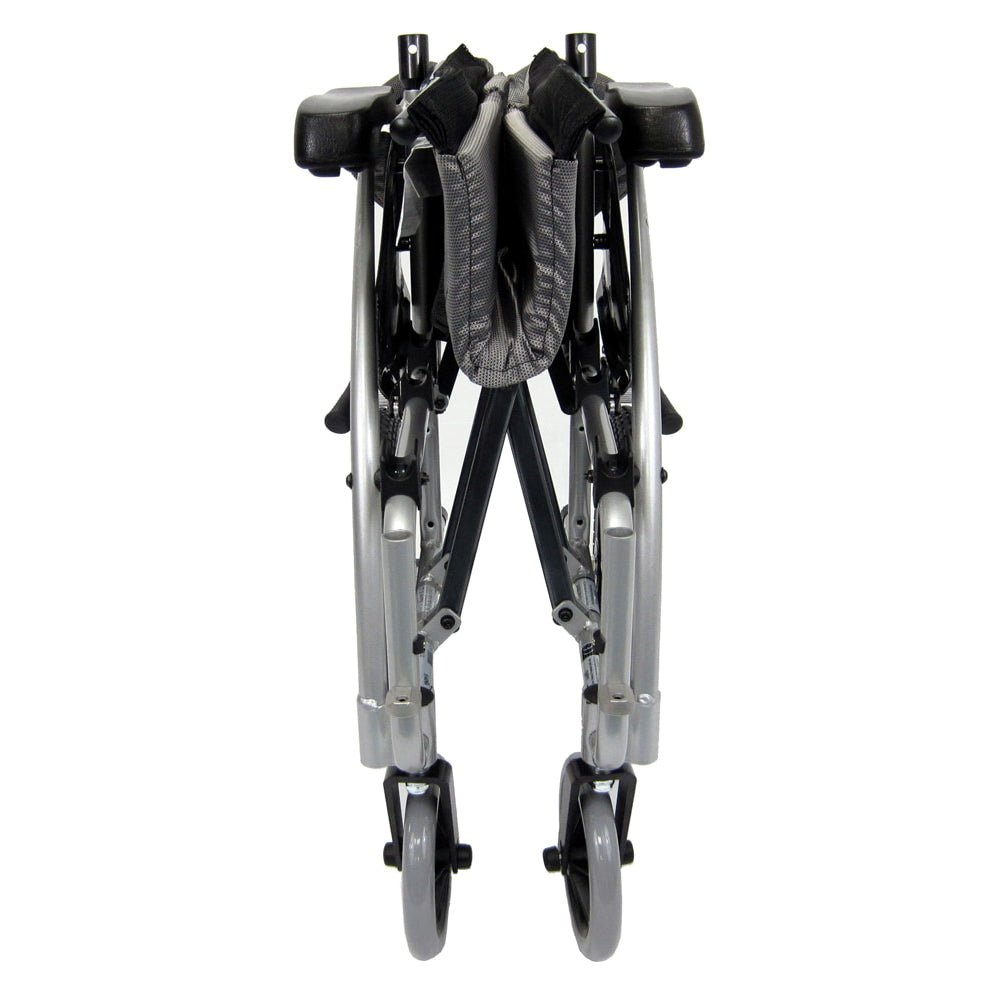 S-Ergo 115 Ergonomic Transport Wheelchair with Swing Away Footrest Silver16"