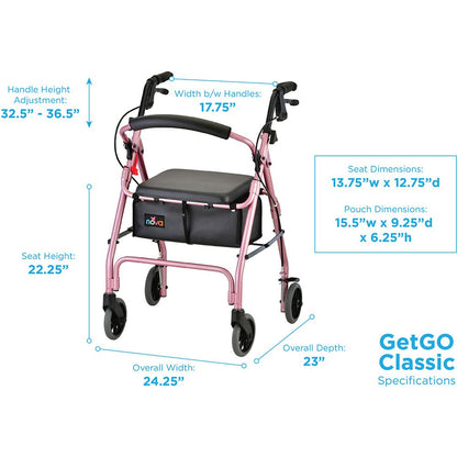 GetGo Classic Rolling WalkerPink
