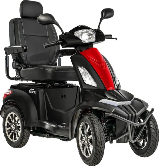 Baja Raptor 2 Four Wheel ScooterMatte Black with Candy Apple Red Front Shroud Panel