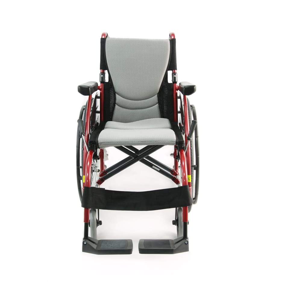 S-Ergo 105 18" seat Ergonomic Wheelchair with Fixed Footrest in Silver
