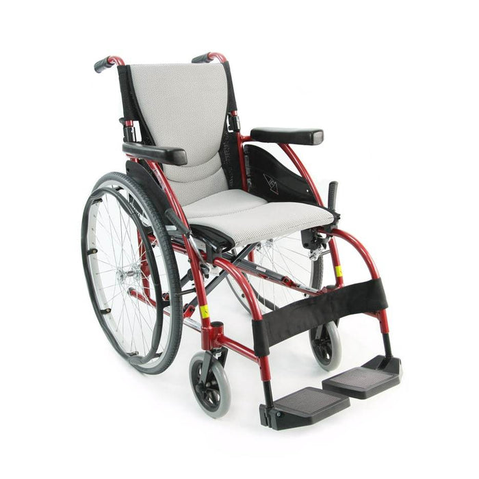 S-Ergo 105 18" seat Ergonomic Wheelchair with Fixed Footrest in Silver