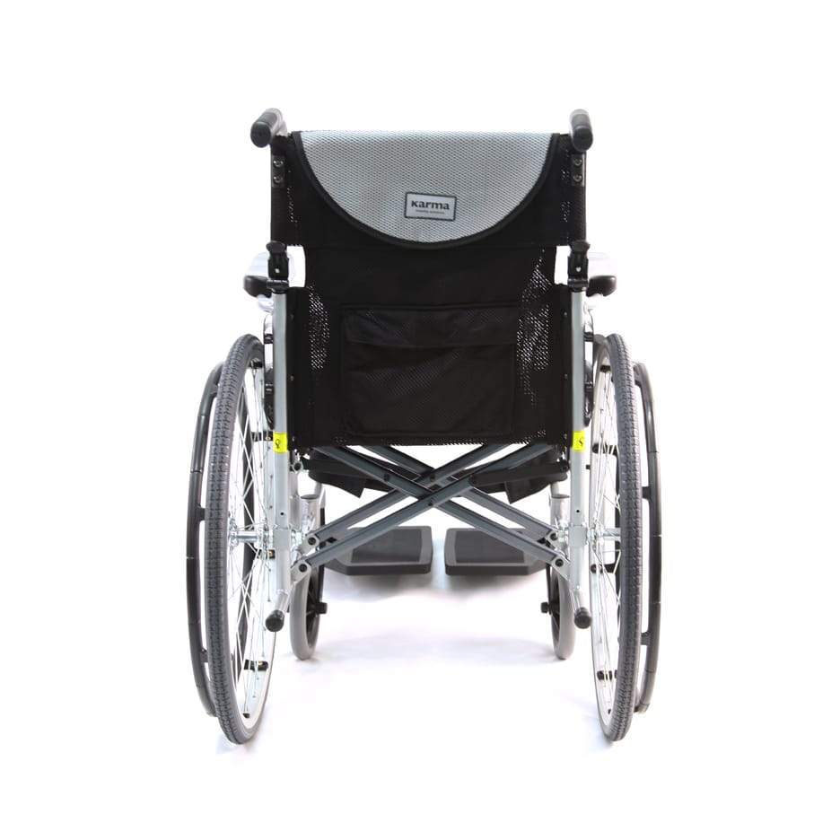 S-Ergo 105 18" seat Ergonomic Wheelchair with Fixed Footrest in Silver