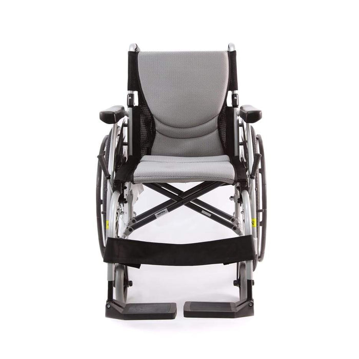 S-Ergo 105 18" seat Ergonomic Wheelchair with Fixed Footrest in Silver